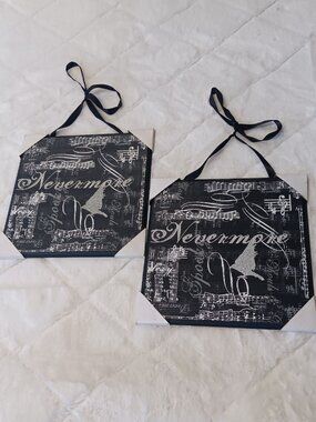 Jaclyn Smith discontinued "Nevermore" Halloween wall plaques - set of 2